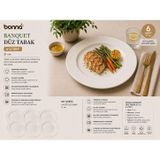 Bonna Banquet 23 cm Porselen Düz Yemek ve Ara Sıcak Sunum Tabağı (Beyaz, 6)