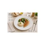 Bonna Banquet Düz Porselen Tabak, Beyaz, Mikrodalga ve Bulaşık Makinesinde Kullanılabilir, Yuvarlak, 21 cm, İç Mekan