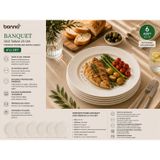 Bonna Banquet Premium Porselen Düz Tabak 25 cm - Ana Yemek ve Servis Tabağı Seti (6, Beyaz)