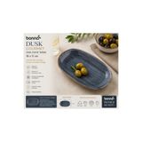 Bonna Dusk Gourmet Oval Antrasit Gri Porselen Sunum ve Meze Tabağı, 19x11 cm