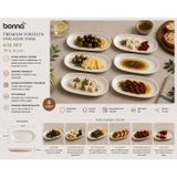 Bonna Gourmet Oval Kayık Tabak 19x11 cm- Porselen Salata, Mezelik, Kahvaltılık ve Atıştırmalık Sunum Tabağı (6, Beyaz)