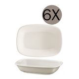 Bonna Gourmet Porselen 14x10 CM 6lı Dikdörtgen Kayık Tabak