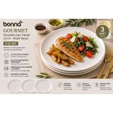 Bonna Gourmet Premium Porselen Düz Tabak 23 cm - Klasik Beyaz Yemek ve Servis Tabağı (3, Beyaz)