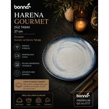 Bonna Harena Gourmet Düz Tabak 27 cm - Beyaz - Mavi