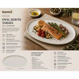 Bonna Hygge Oval Servis Tabak 34 cm - Beyaz