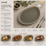 Bonna Luca Kahve Vago Porselen Düz Tabak 24 cm - Modern Dokulu Şık Yemek ve Servis Tabağı - Çok Renkli