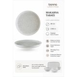 Bonna Lunar Hygge Beyaz Porselen Makarna Tabağı, İç Mekan Kullanımı için, 28 cm