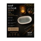 Bonna Lunar Mavi 10 cm Oval Porselen Mini Servis ve Reçellik Sunum Tabağı, İç Mekan Kullanımı