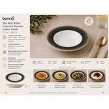 Bonna Mar Mid White Gourmet Çukur Tabak 27 cm 400 cc - Beyaz - Renkli