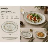 Bonna Odette Olive Moove Oval Tabak 31*24 cm - Mavi - Beyaz
