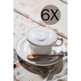 Bonna Porselen Kaff Cappuccino Fincanı 250 cc ve 17 cm Tabağı 6'lı Takım KAF01CPF KAF01CPT (6 Fincan + 6 Tabak)