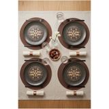 Bonna Porselen Mezopotamya Mozaik Antrasit Düz Tabak 19cm-6'lı-Tatlı Tabağı