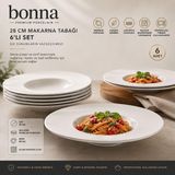 Bonna Premium Porselen 6 Adet 28 cm Makarna ve Risotto Sunum Tabağı Seti