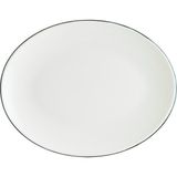 Bonna Retro Moove 12 Adet 25 cm Siyah Kenar Çizgili Porselen Oval Tabak