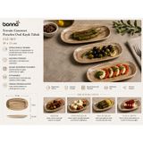 Bonna Terrain Gourmet Porselen Oval Kayık Tabak 19x11 cm - Doğal Dokulu Rustik Mezelik, Kahvaltılık ve Sunum Tabağı (3, Beyaz)