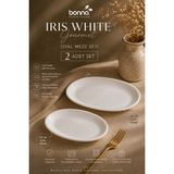 Bonnami 2'li Set Bonna Iris White Gourmet Porselen Oval Meze Tabağı Seti 19 cm & 24 cm - 19 & 24 cm - Beyaz
