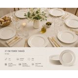 Bonnami 6 Adet Banquet Düz Tabak 27 cm Porselen Yemek Tabağı Servis Tabağı Büyük Boy Çeyiz Set - 6 Adet 27 cm Bonna Banquet 27 cm Tabak - Beyaz