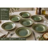 Bonnami 6 Adet Bonna Sage Snell Gourmet Premium Porselen Çukur Tabak 16 cm – Modern Yeşil Desenli Şık Sunum Seti - 6 Adet Premium Porselen Çukur Tabak 16 cm - Koyu Yeşil