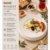 Bonnami Bonna Banquet 6 Adet Porselen Düz Yemek ve Ara Sıcak Sunum Tabağı 21 cm - 6 Adet 21 cm Porselen Düz Yemek ve Ara Sıcak Sunum Tabağı - Beyaz