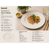 Bonnami Bonna Banquet Premium Porselen Düz Tabak 23 cm - Ana Yemek ve Servis Tabağı - 1 Adet - Beyaz