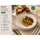 Bonnami Bonna Banquet Premium Porselen Düz Tabak 25 cm - Ana Yemek ve Servis Tabağı - 3 Adet - Krem