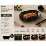 Bonnami Bonna Cosmos Black Gourmet Oval Kayık Tabak 4’lü Set / 24X14 cm Siyah Porselen Modern Sunum ve Meze Tabağı - 4 Adet Bonna Cosmos Black Gourmet Oval Kayık Tabak
