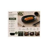 Bonnami Bonna Cosmos Black Gourmet Oval Kayık Tabak 4’lü Set / 24x14 cm Siyah Porselen Modern Sunum ve Meze Tabağı