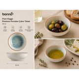 Bonnami Bonna Fium Hygge Premium Porselen Çukur Tabak 10 cm - Modern Minimalist Sosluk ve Meze Sunum Kasesi - 1 Adet Bonna Fium Hygge Premium Porselen Çukur Tabak 10 cm - Beyaz - Mavi