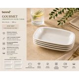 Bonnami Bonna Gourmet Dikdörtgen Kayık Tabak 4’lü Set / 20X17 cm Beyaz Porselen Yemek & Meze Tabağı - 4 Adet Bonna Gourmet Dikdörtgen Kayık Tabak