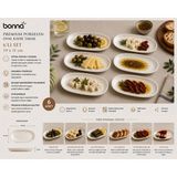 Bonnami Bonna Gourmet Oval Kayık Tabak 19X11 Cm- Porselen Salata, Mezelik, Kahvaltılık ve Atıştırmalık Sunum Tabağı - 6 Adet - Beyaz