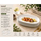 Bonnami Bonna Gourmet Oval Kayık Tabak 4’lü Set / 24X14 cm Beyaz Porselen Yemek & Meze Tabağı - 4 Adet Bonna Gourmet Oval Kayık Tabak