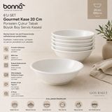 Bonnami Bonna Gourmet Porselen Büyük Boy Servis Kasesi Çukur Tabak 20 cm 1050 cc - Beyaz - 6 Adet