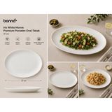 Bonnami Bonna Iris White Moove Premium Porselen Oval Tabak 31 cm - Modern Dalgalı Form Şık Servis ve Sunum Tabağı - 1 Adet Iris White Moove Premium Porselen Oval Tabak 31 cm - Beyaz