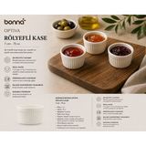 Bonnami Bonna Optiva Rölyefli Kase 7 cm 75 cc - Şık Porselen Sosluk ve Reçellik Kase - Beyaz - 1 Adet Bonna Optiva Rölyefli Kase 7 cm 75 cc