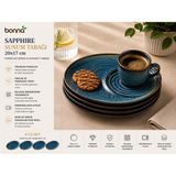 Bonnami Bonna Sapphire Sunum Tabağı 4’lü Set / 20X17 cm Porselen Servis, Kahve Yanı & Kahvaltı Tabağı - 4 Adet Bonna Sapphire Sunum Tabağı - Lacivert
