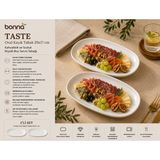 Bonnami Bonna Taste Oval Kayık Tabak 2’li Set / 29X17 cm Büyük Boy Porselen Servis, Kahvaltı & Şarküteri Tabağı - 2 Adet Gourmet Oval Kayık Tabak 29*17 cm 700 cc - Beyaz
