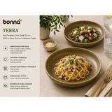 Bonnami Bonna Terra Pott Porselen Çukur Tabak 22 cm - 1070 cc Derin Sunum ve Makarna Tabağı - Yeşil