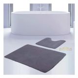 Bonny Home 2'li Düz Gri Unicolor Kaymaz Klozet ve Banyo Halısı