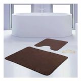 Bonny Home 2'li Düz Kahve Unicolor Kaymaz Klozet ve Banyo Halısı