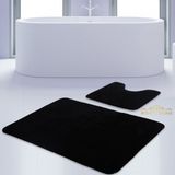 Bonny Home 2'li Düz Siyah Unicolor Kaymaz Klozet ve Banyo Halısı