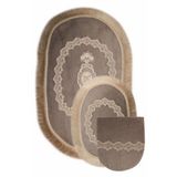 Bonny Home 2'li Gri Exclusive Oval Püsküllü Banyo Halısı