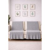 Bonny Home 2'li Gri Kaymaz Tabanlı Koltuk Örtüsü Kabartmalı Çok Amaçlı Parlak Çekyat Örtüsü Otera - 180 x 210 cm
