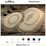 Bonny Home 2'li Krem Exclusive Oval Püsküllü Banyo Halısı
