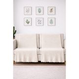 Bonny Home 2'li Krem Kaymaz Tabanlı Koltuk Örtüsü Kabartmalı Çok Amaçlı Parlak Çekyat Örtüsü Otera - 180 x 210 cm