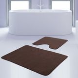 Bonny Home 2'li Unicolor Kahverengi Kaymaz Taban Banyo Paspası & Halısı Seti - 50 x 60 cm - 60 x 90 cm