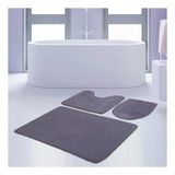 Bonny Home 3'lü Düz Gri Unicolor Kaymaz Klozet ve Banyo Halısı