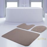 Bonny Home 3'lü Düz Vizon Unicolor Kaymaz Klozet ve Banyo Halısı