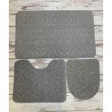 Bonny Home 3’lü Gri Ultrasoft Desenli Klozet Takımı Banyo Halısı Paspas Seti - 50 x 60 cm