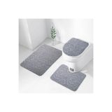 Bonny Home 3'lü Gri Ultrasoft Desenli Klozet Takımı Banyo Halısı Paspas Seti, 60x90 cm