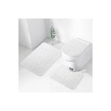 Bonny Home 3'lü Krem Ultrasoft Desenli Klozet Takımı Banyo Halısı Paspas Seti, 60x90 cm